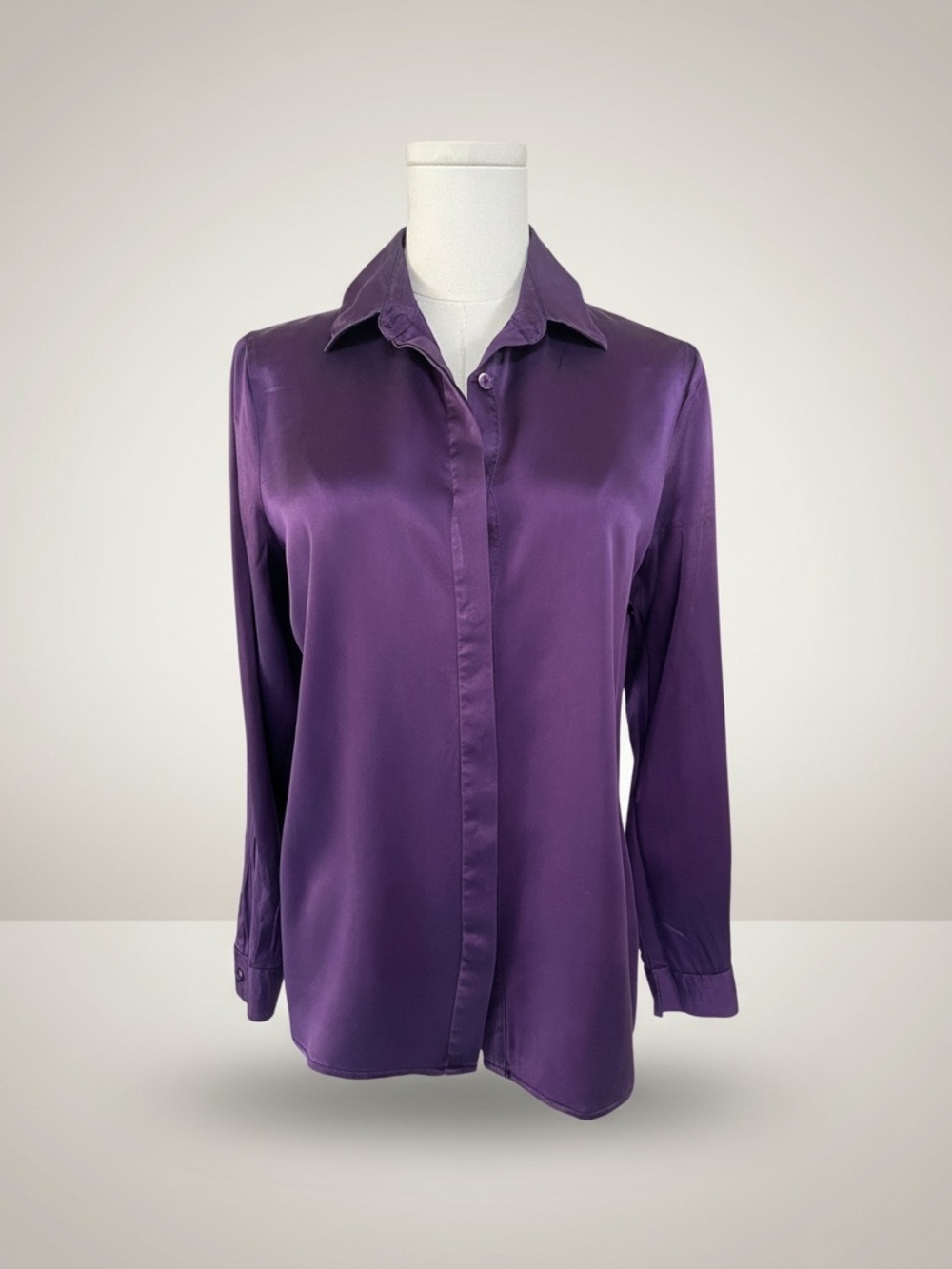 LILYSILK Mulberry Silk Blouse Purple Button Front Size S